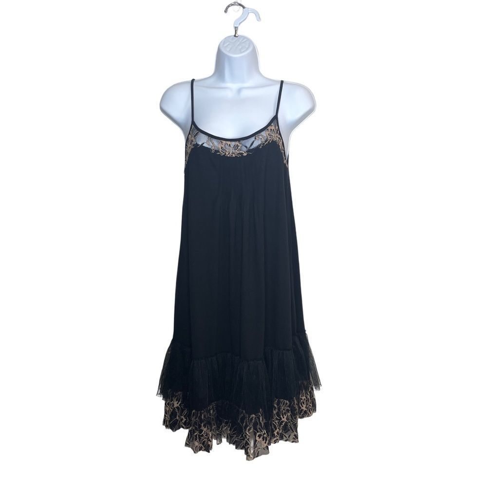 Anthropologie x Ryu Lace Black Slip Dress Sz M